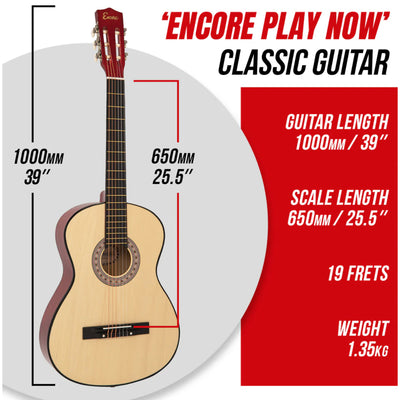 ENC44OFT 4/4 Size Classical Guitar Pack, Natural