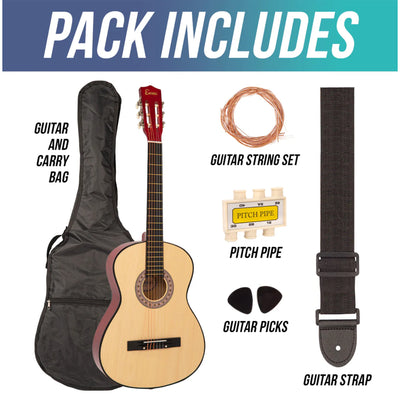 ENC44OFT 4/4 Size Classical Guitar Pack, Natural