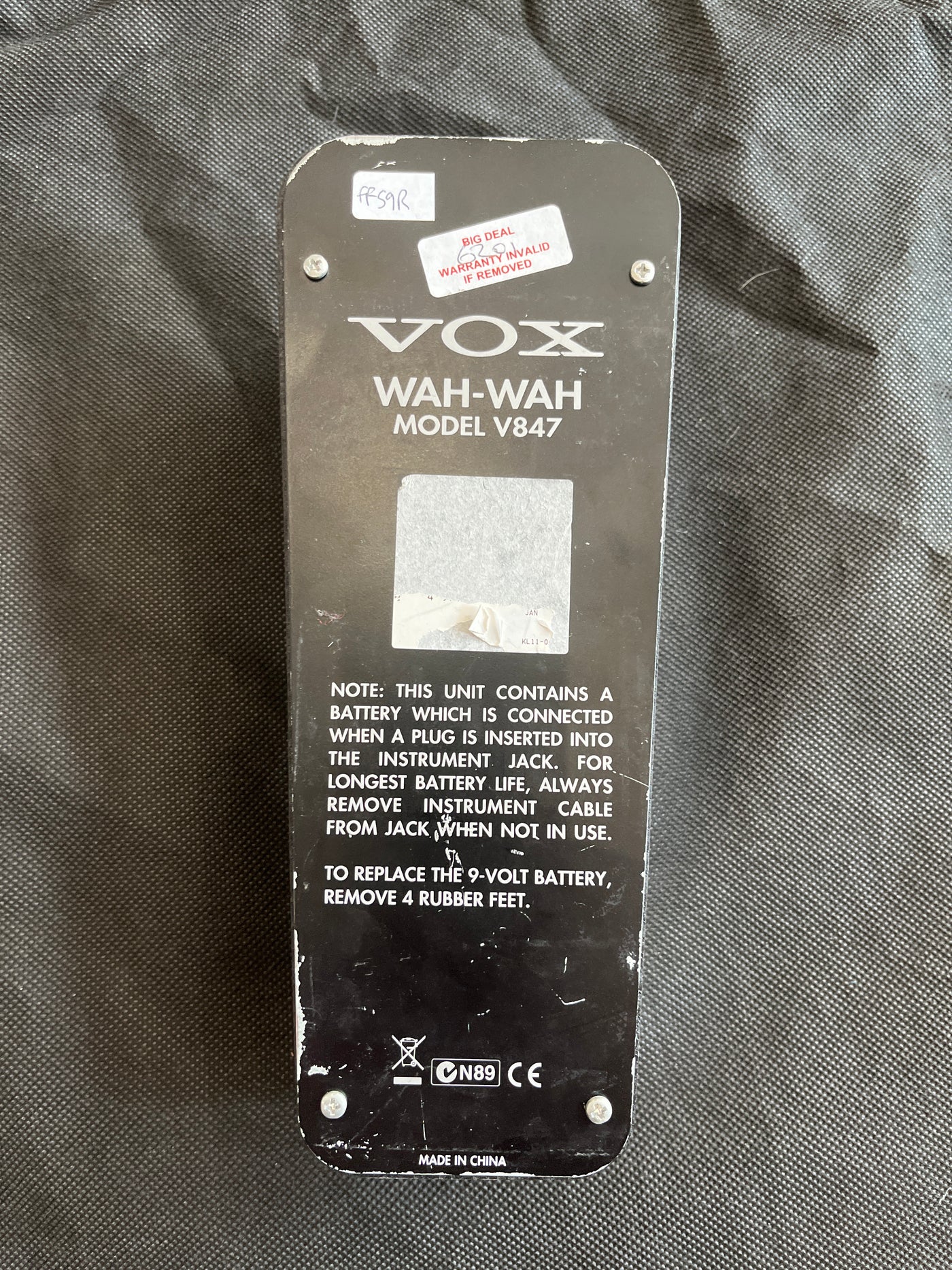 WAH847-A Classic Wah Pedal w/Chrome Top, Used, FF59R