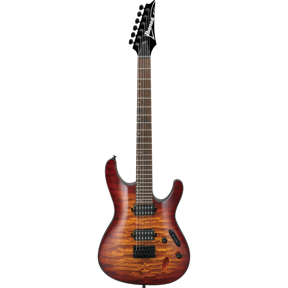S621QM-DEB - S-Series Quilted Maple Top Mahogany Body Fixed Bridge Electric Guitar, Dragon Eye Burst