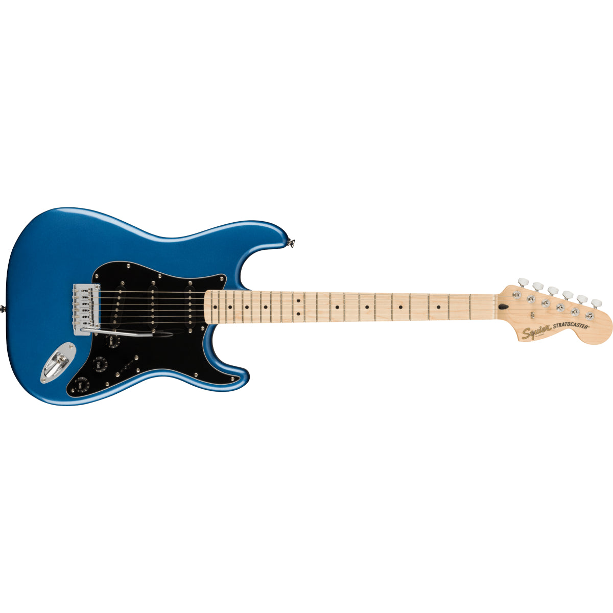 Affinity Strat, Maple fingerboard, Black pickguard, Lake placid blue