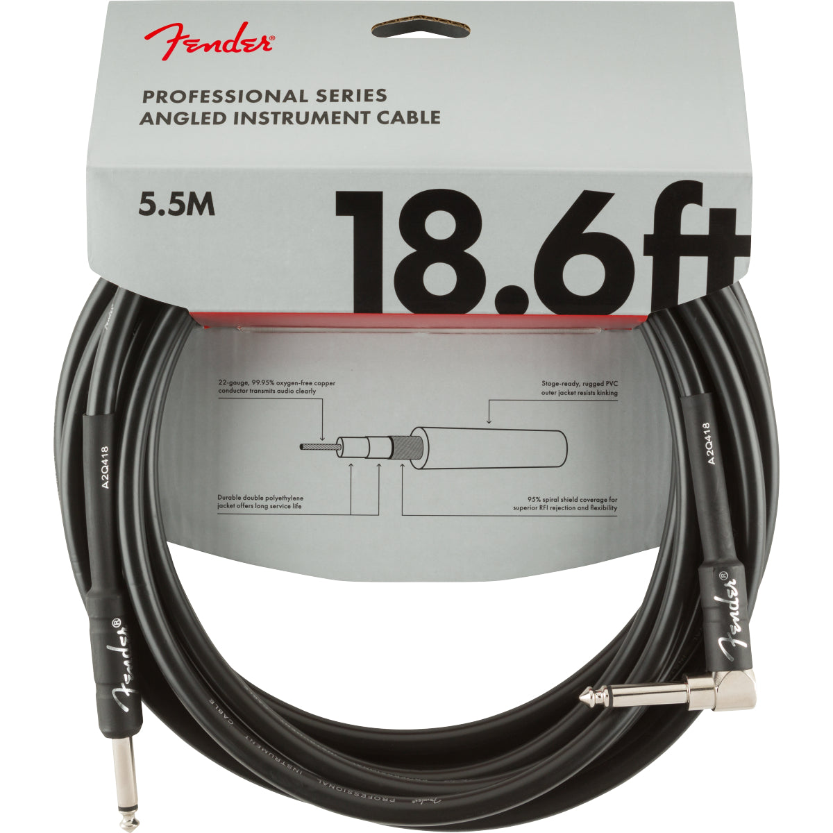 Pro 18.6' Angled Instrument Cable, Black