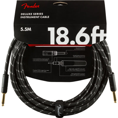 Deluxe 18.6 Straight Instrument Cable, Black Tweed