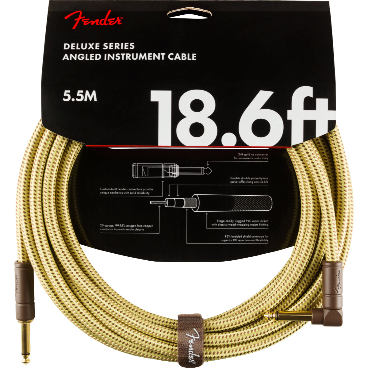 Deluxe 18.6 Angled Instrument Cable, Tweed