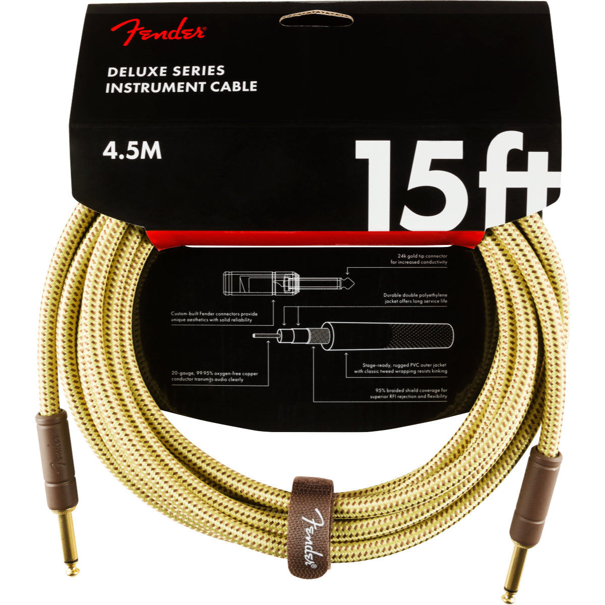 Deluxe 15' Instrument Cable, Tweed