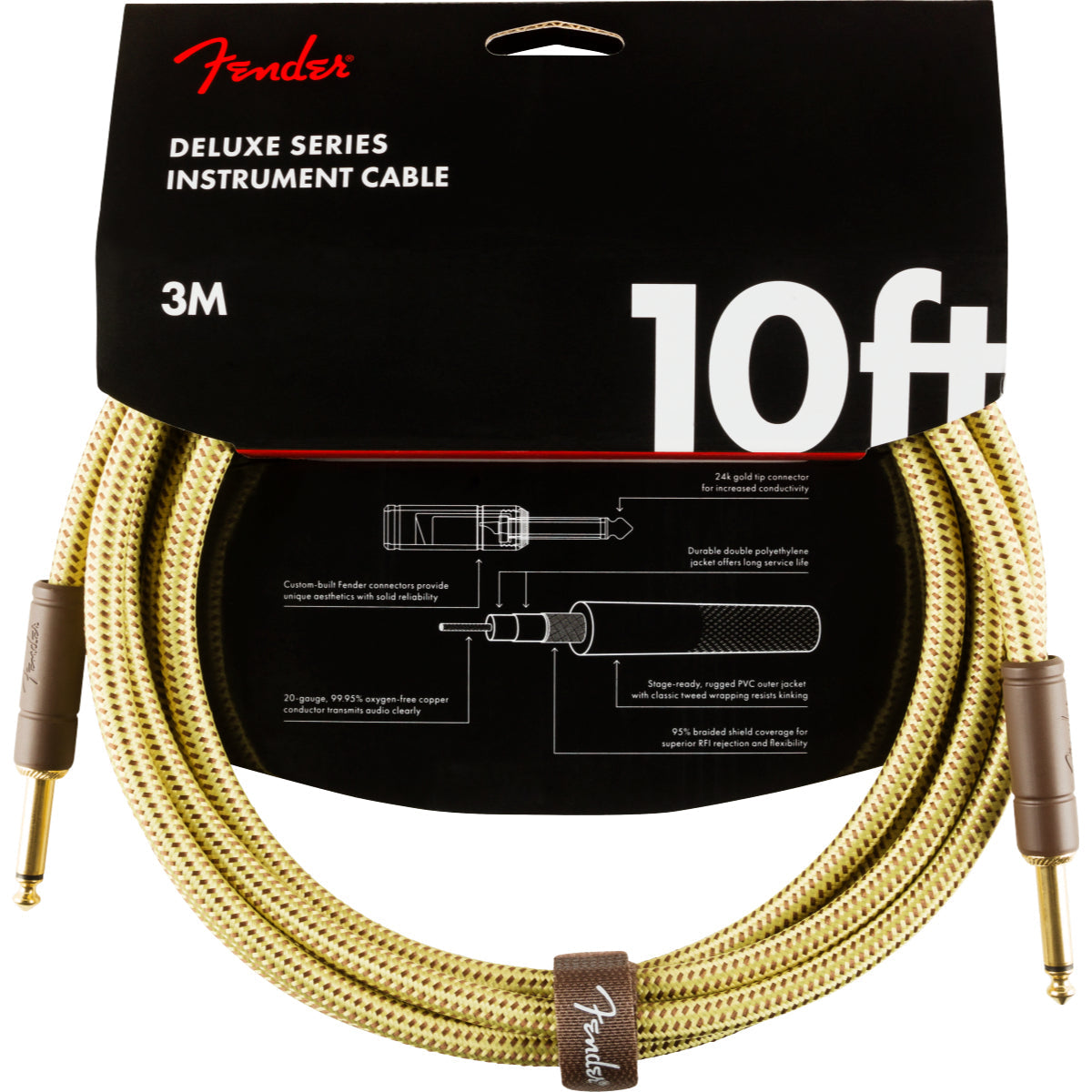 Deluxe 10' Instrument Cable, Tweed
