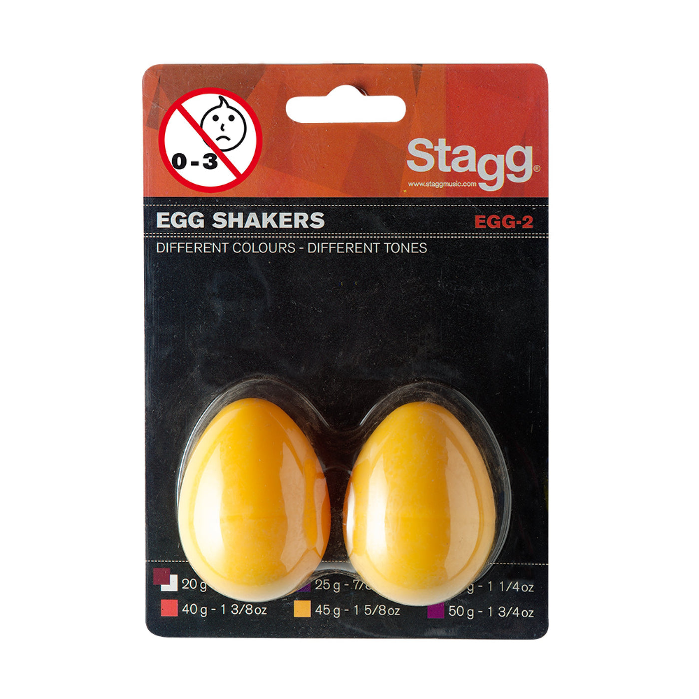 EGG-2 YW Egg Shakers x 2, 45 grams, Yellow