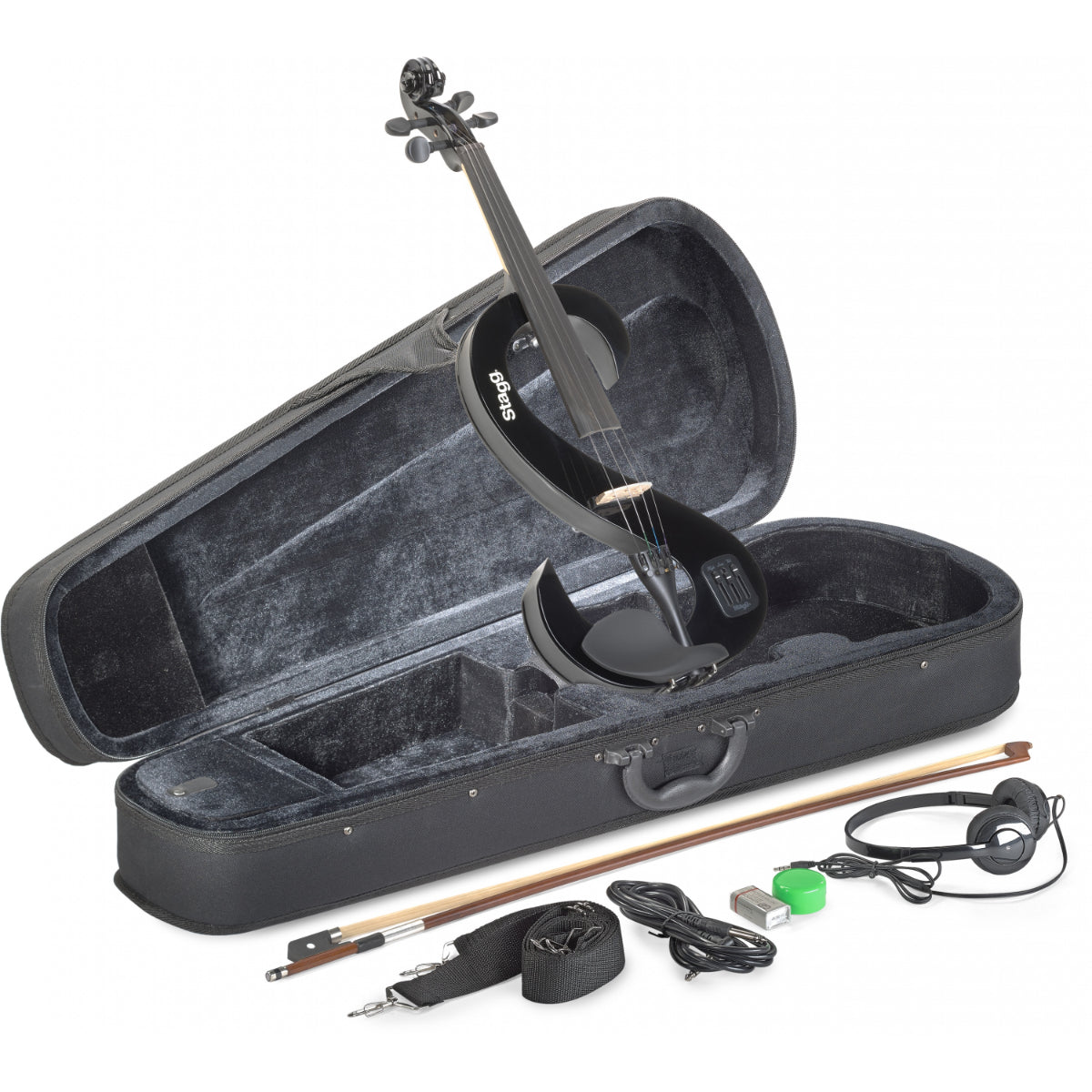 EVN 4/4 BK Electric Violin & Case, Black