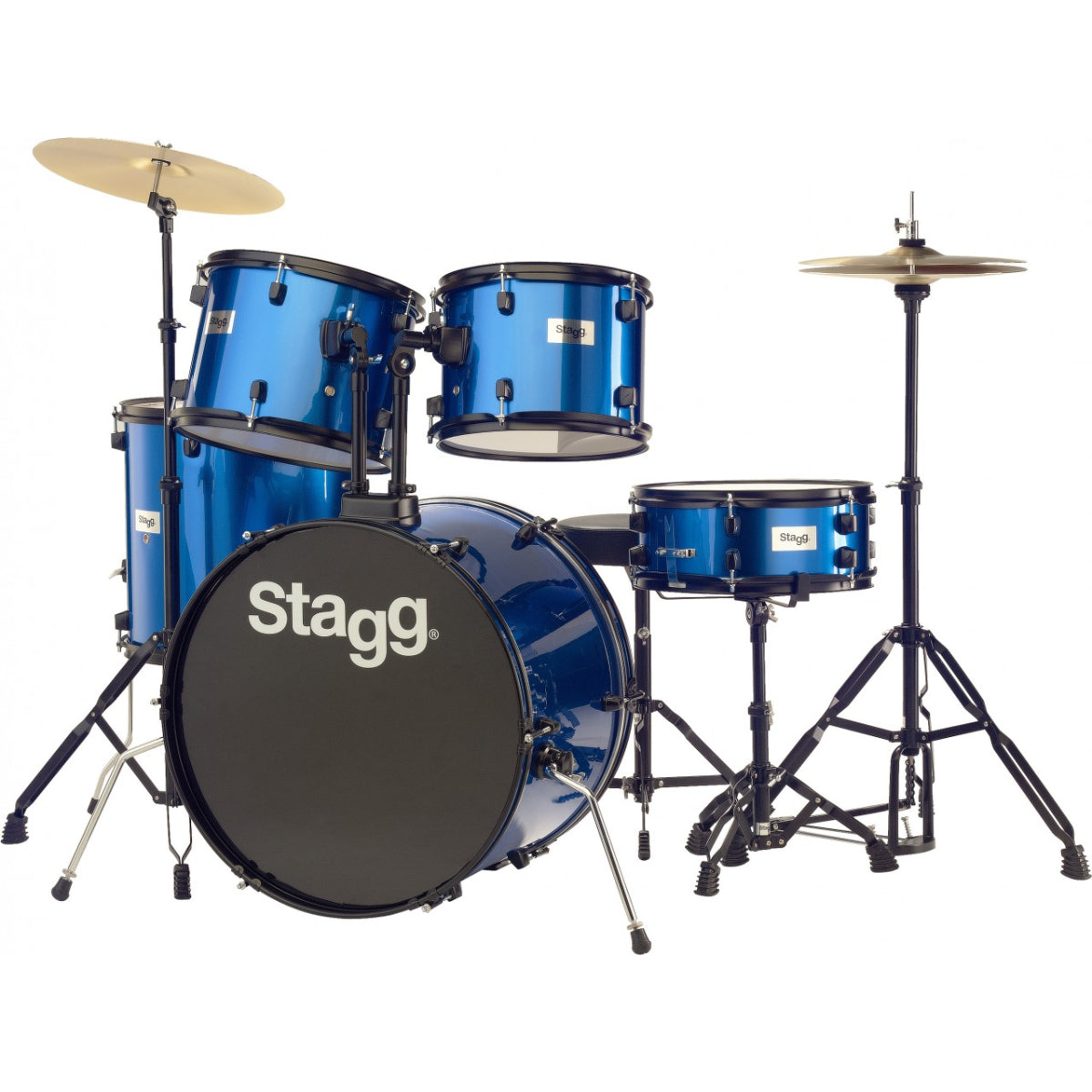 TIM122BL 5 Piece Drum Set, 22" Bass drum, cymbals, stool, Blue