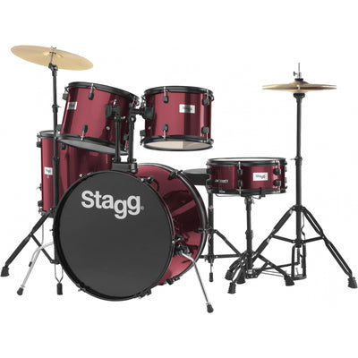 TIM122WR 5 Piece Drum Set, 22" Bass drum, cymbals, stool, Wine Red