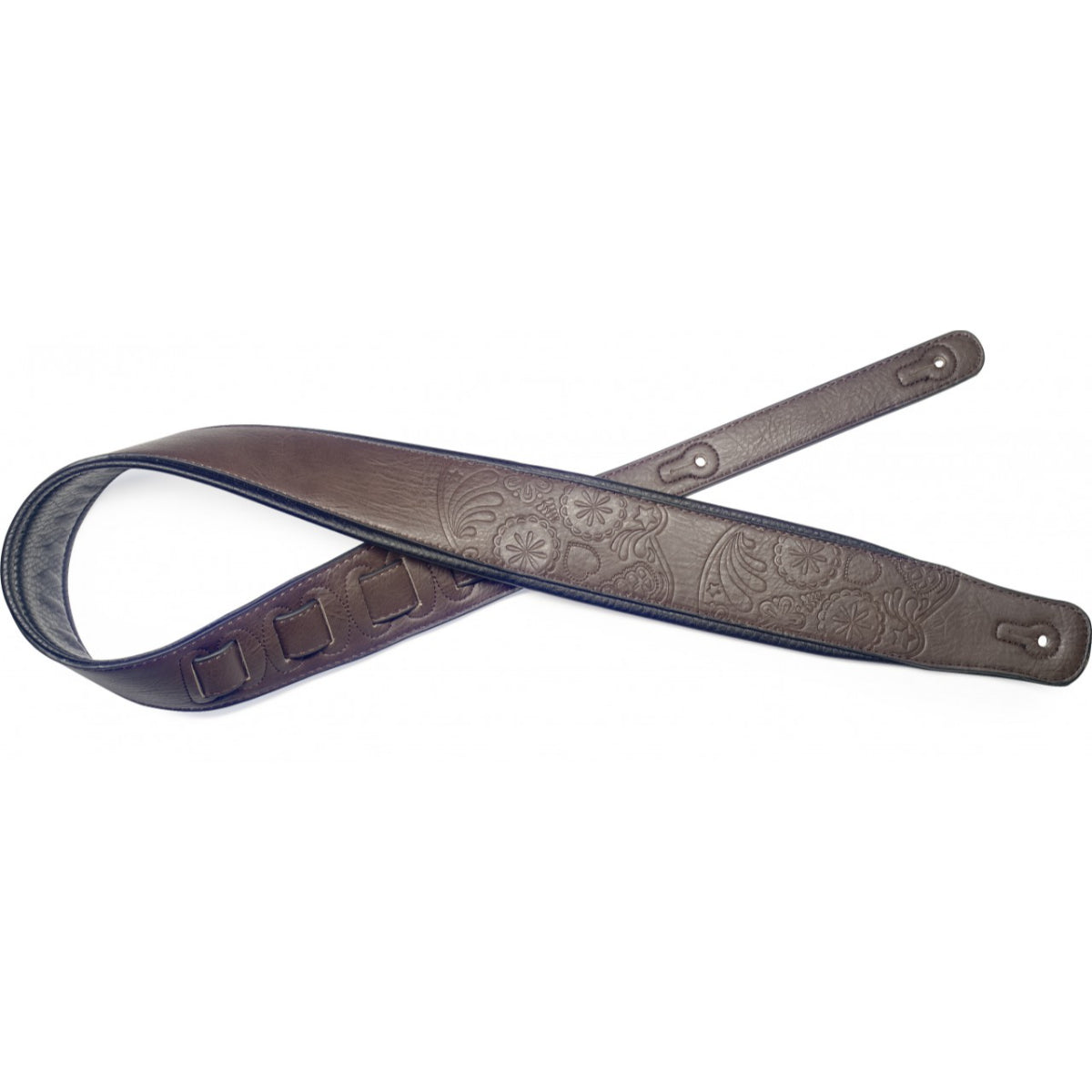 SPFL30 DBRN Leather Mexican Skull Strap, Dark Brown