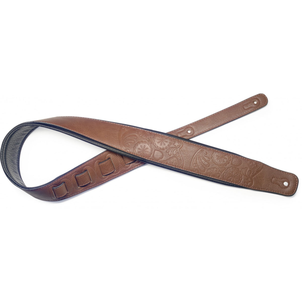 SPFL30 BRN Leather Mexican Skull Strap, Brown