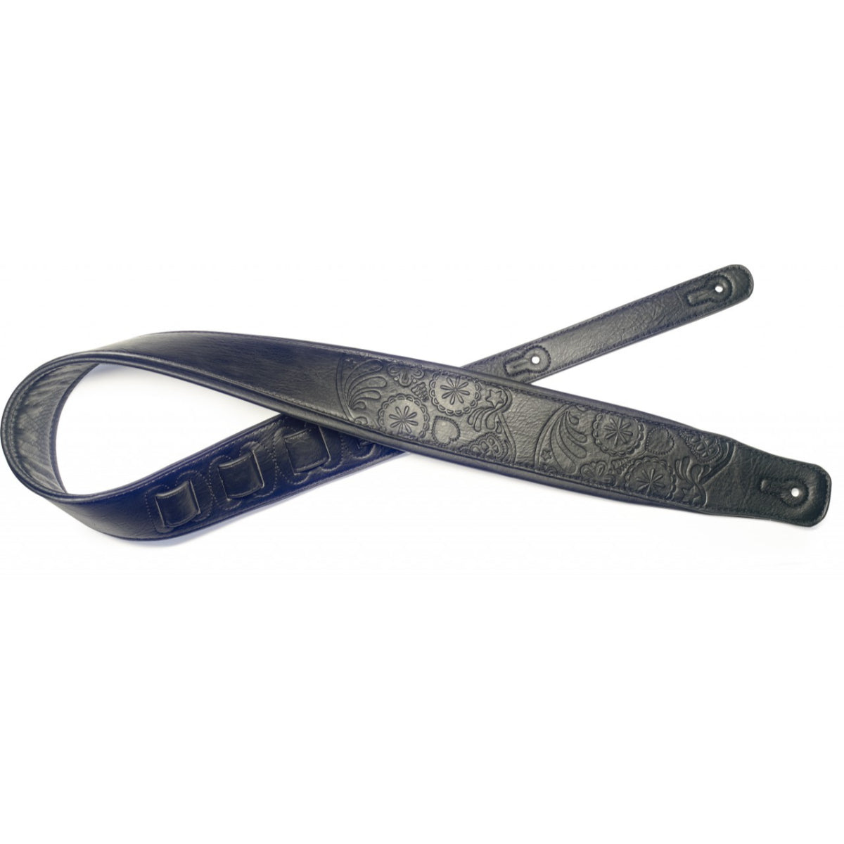SPFL30 MEX BLK Leather Mexican Skull Strap, Black