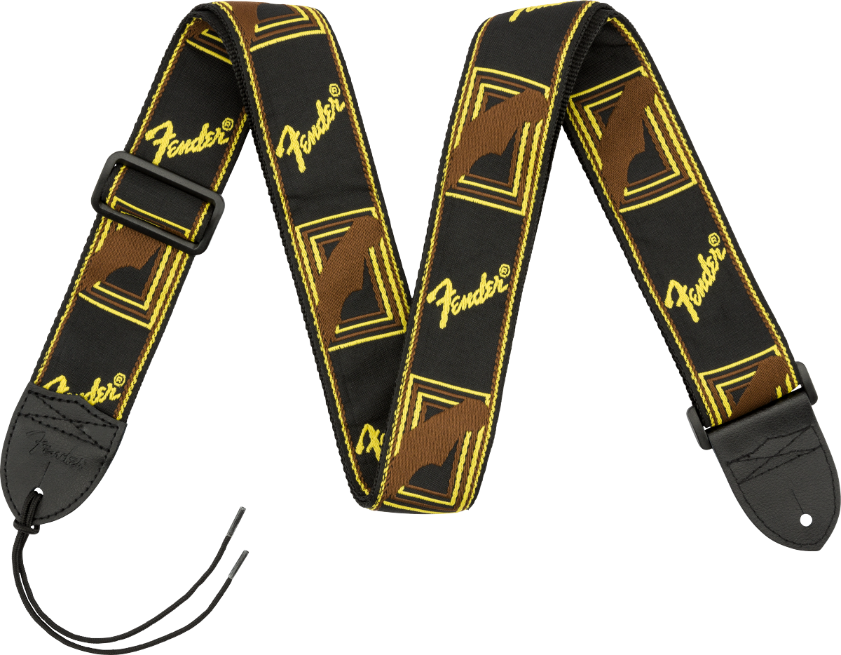 2" Fender Monogram Strap - Black/Yellow/Brown