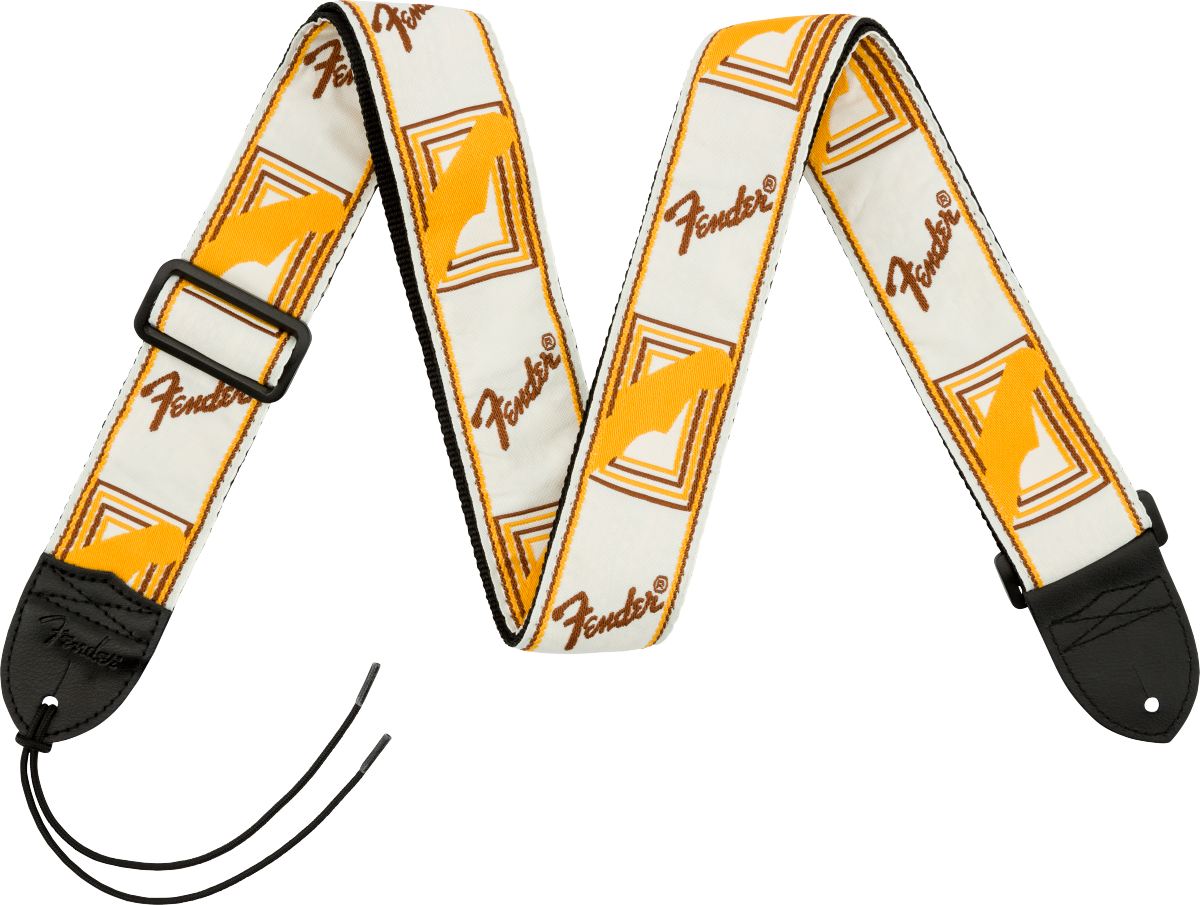 2" Fender Monogram Strap - White/Brown/Yellow