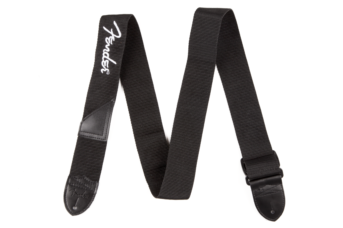 2" Poly White Fender logo strap