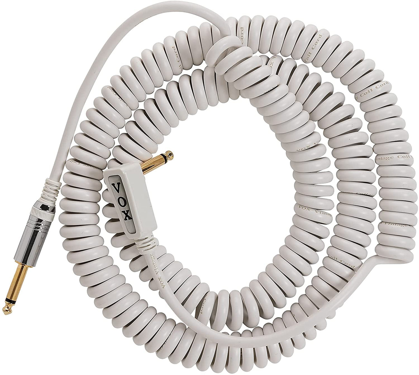 White Vintage Coiled Cable 9m w/Mesh Bag