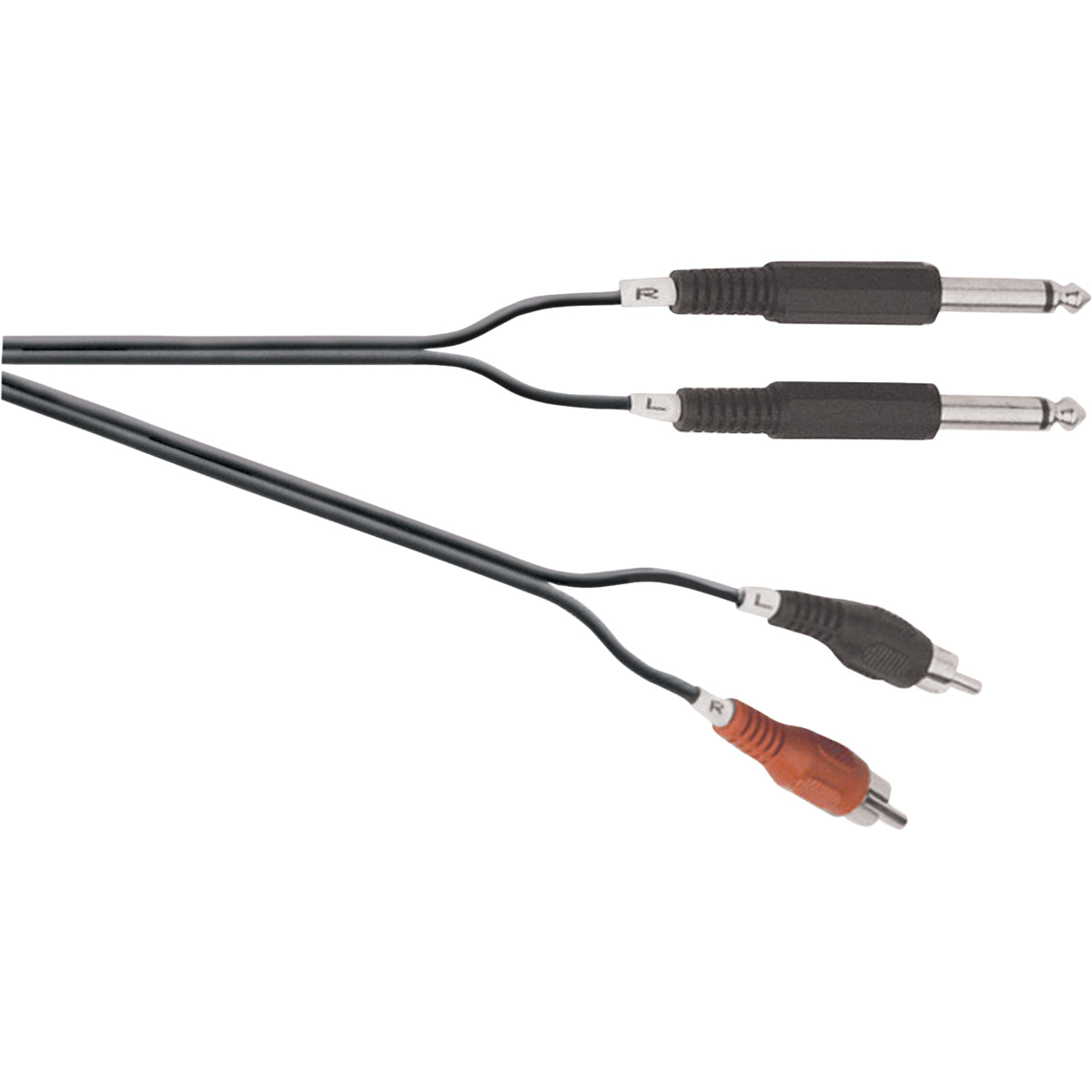 A114G Figure 8 Screened 2X 6.35Mm Mono Jack Plugs To 2X Phono Plugs Lead. 1.5M