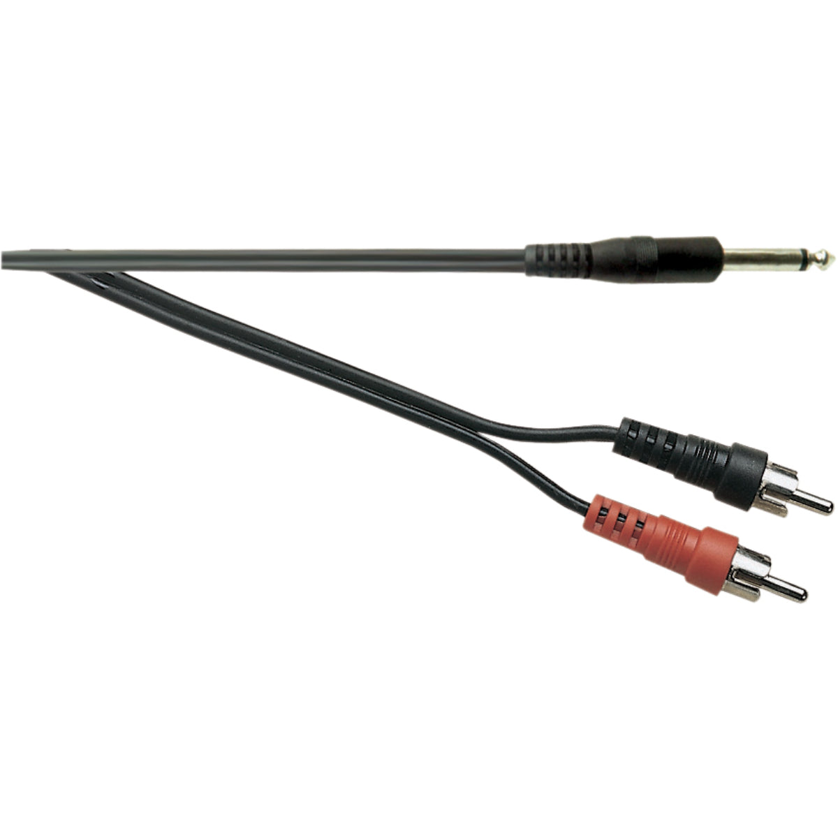 A119FA - Screened 6.35Mm Mono Jack Plug To 2X Phono Plugs. 2M