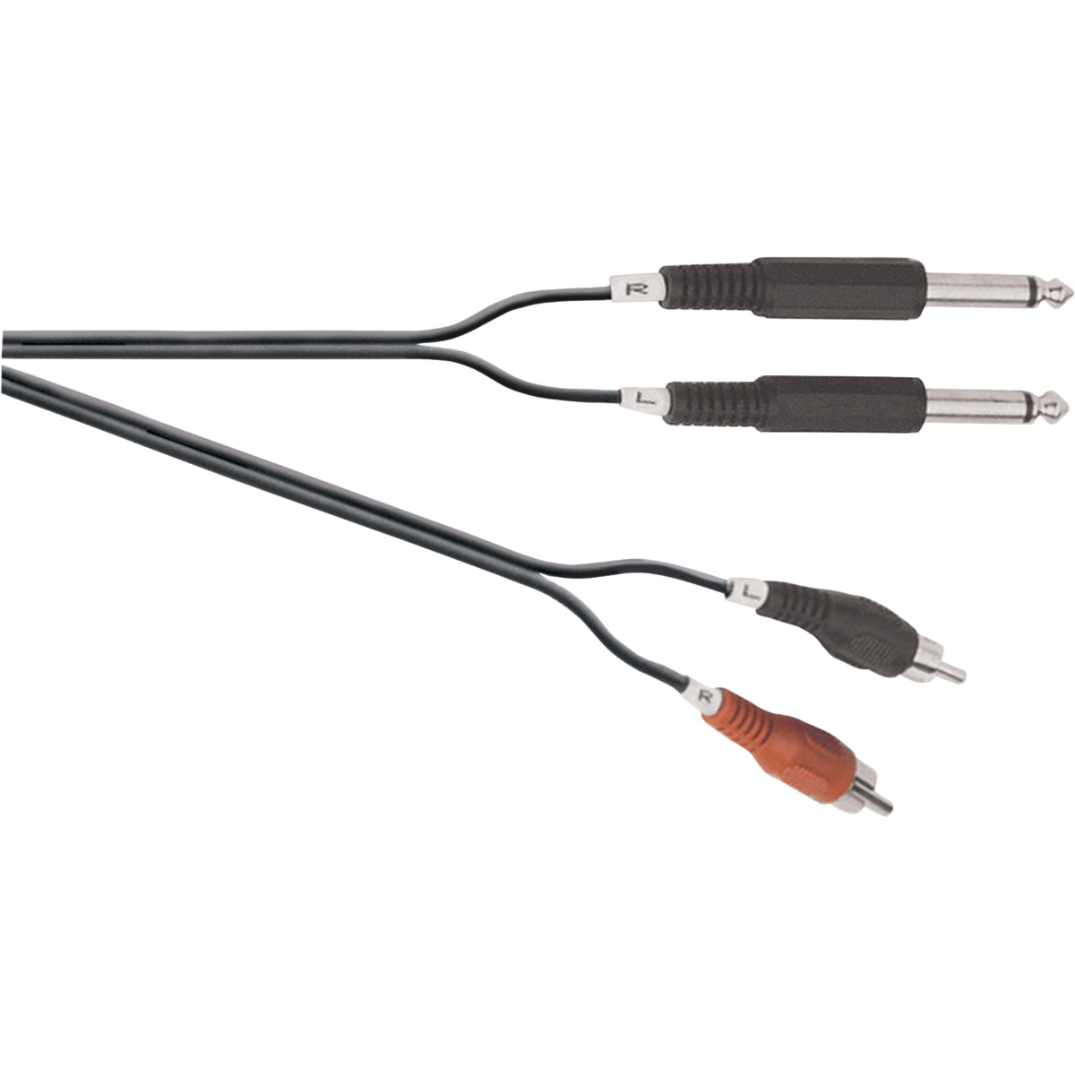 A119FS Figure 8 Screened 2X 6.35Mm Mono Jack Plugs To 2X Phono Plugs. 5M