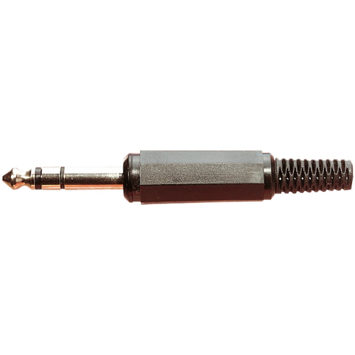 F215C Black 6.35mm High Quality Stereo Plug With Soft Plastic Cover and Solder Terminals
