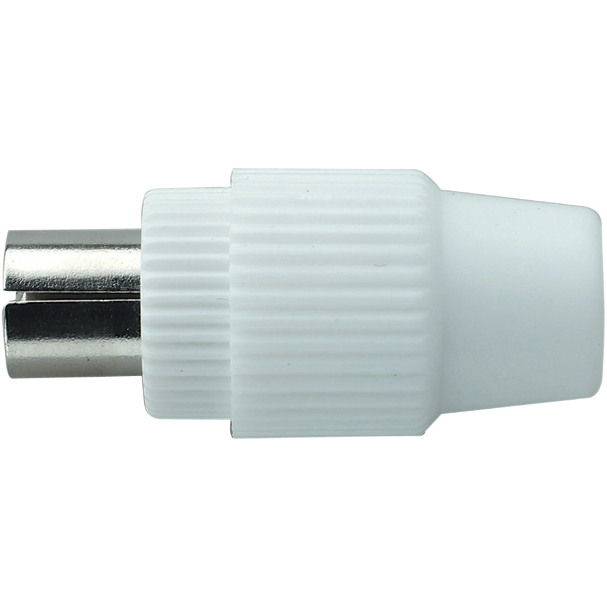 White 9.5Mm Coaxial Line Plug With Plastic Cover And Screw Terminals