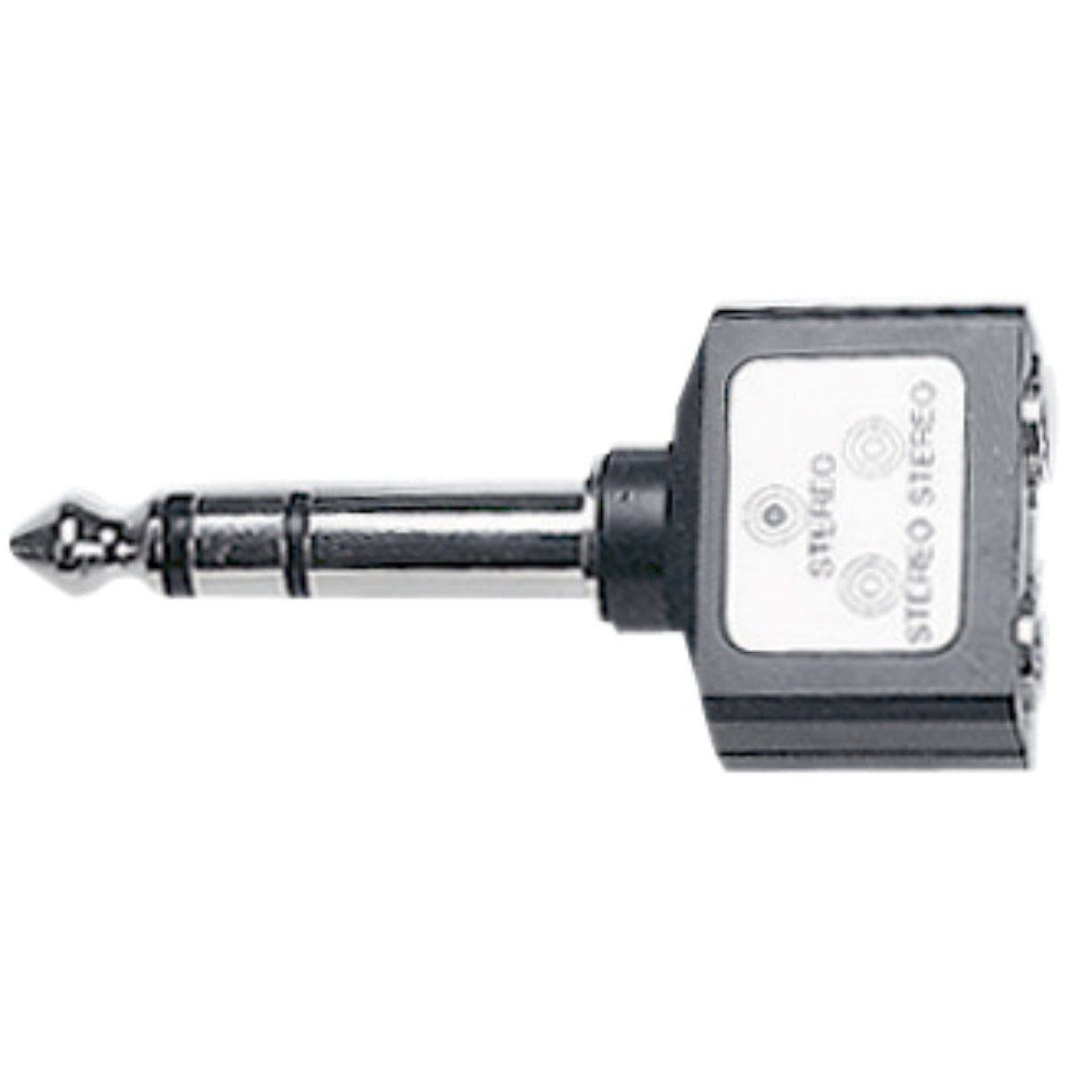 F386A Black 6.35Mm Stereo Plug To 2X 3.5Mm Stereo Sockets