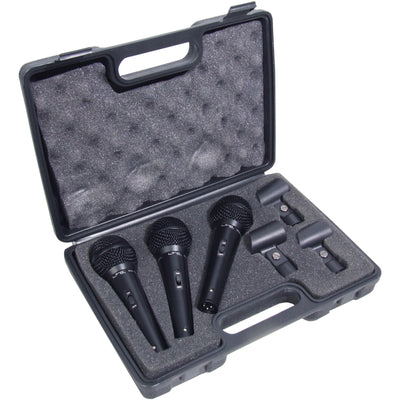 3-Microphone Kit With Mic Clamps and Case