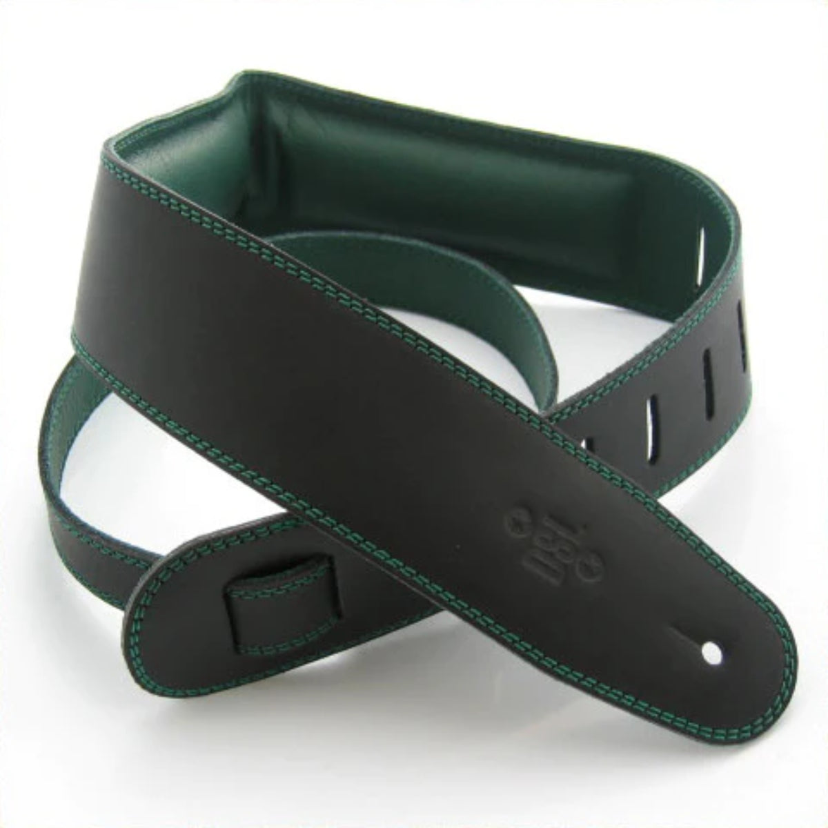 GEG-25-15-7 2.5" Leather Strap, Black With Green Backing, Padded