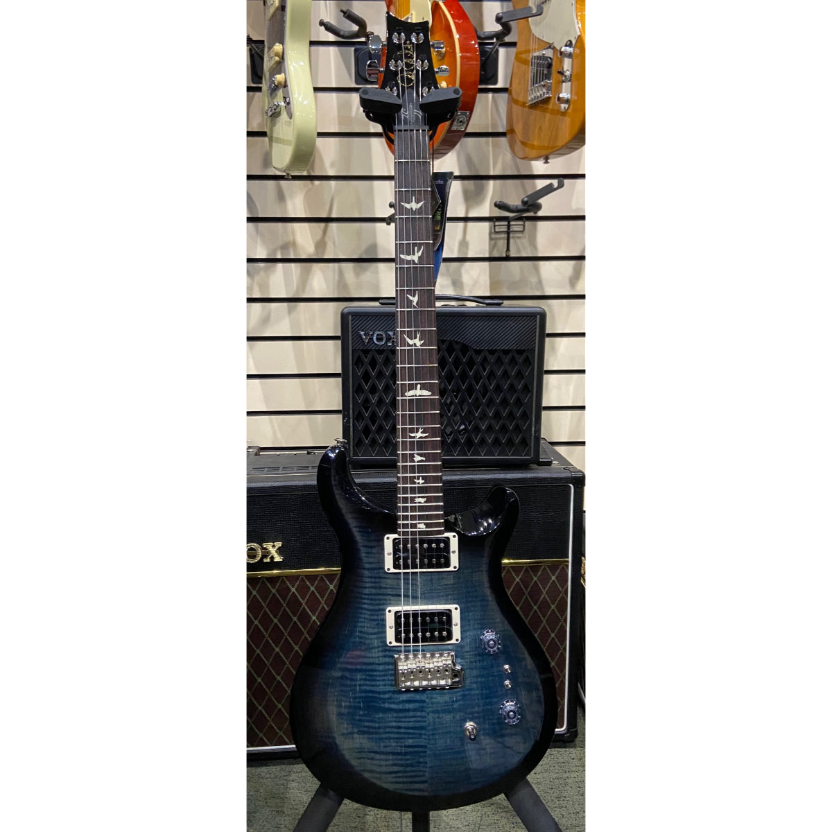 S2 35th Anniversary Custom24, Birds, Faded blue smokeburst, Electric Guitar, with Gigbag - Ex-demo