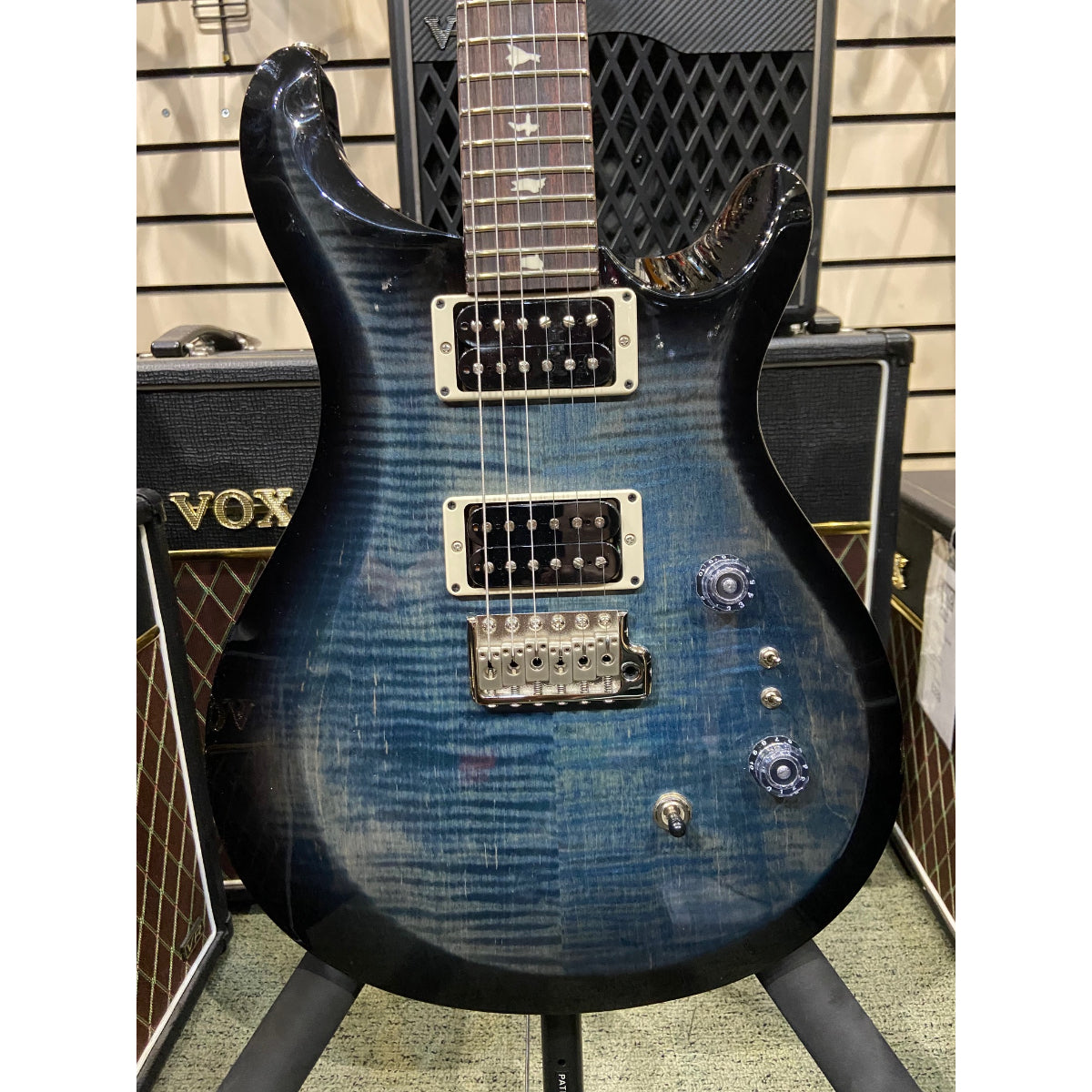 S2 35th Anniversary Custom24, Birds, Faded blue smokeburst, Electric Guitar, with Gigbag - Ex-demo