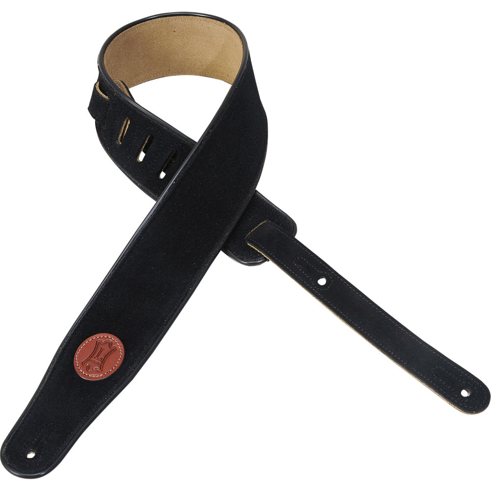 MSS3-BLK 2.5" Signature Suede Strap With Piping, Black