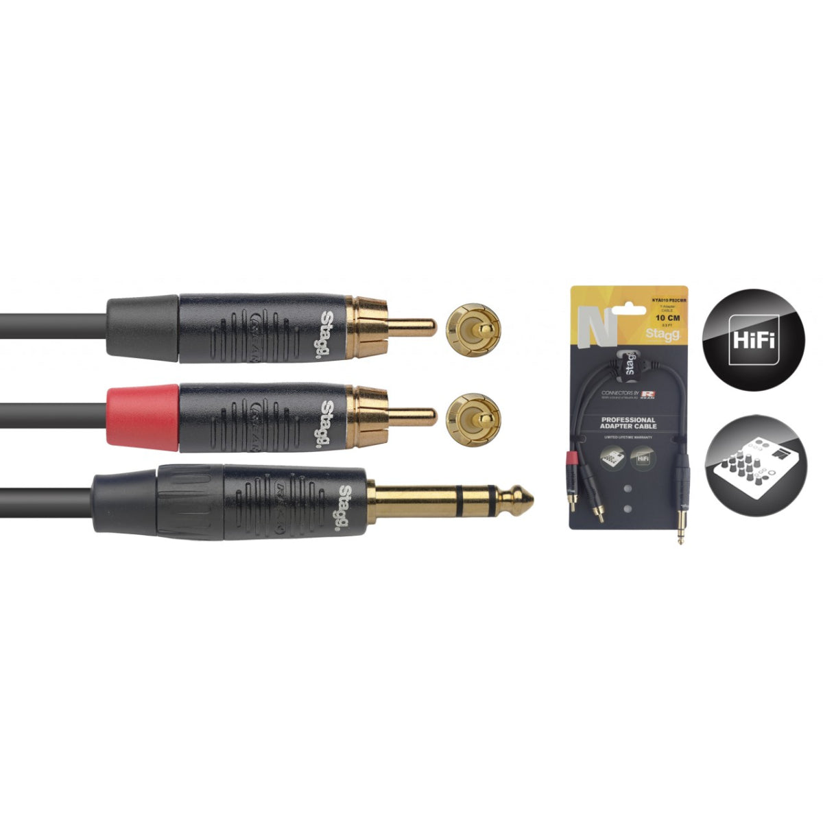 NYA010/PS2CMR Stereo plug / 2 x RCA Male Lead