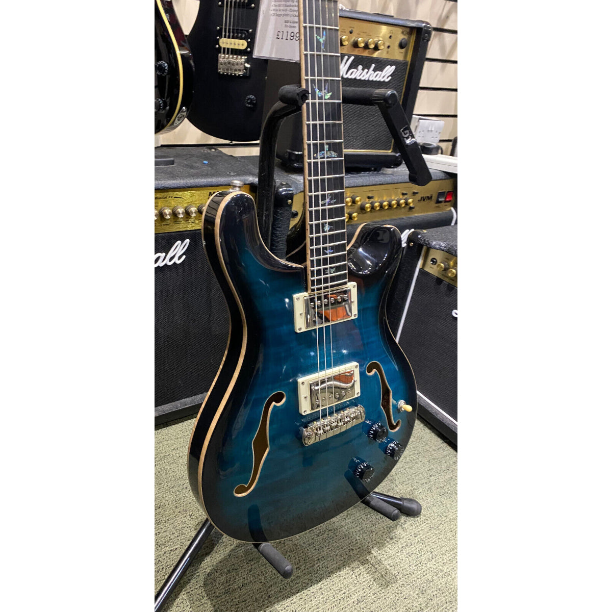 SE Hollowbody II Piezo, Peacock Blue Smokeburst, Ex-demo