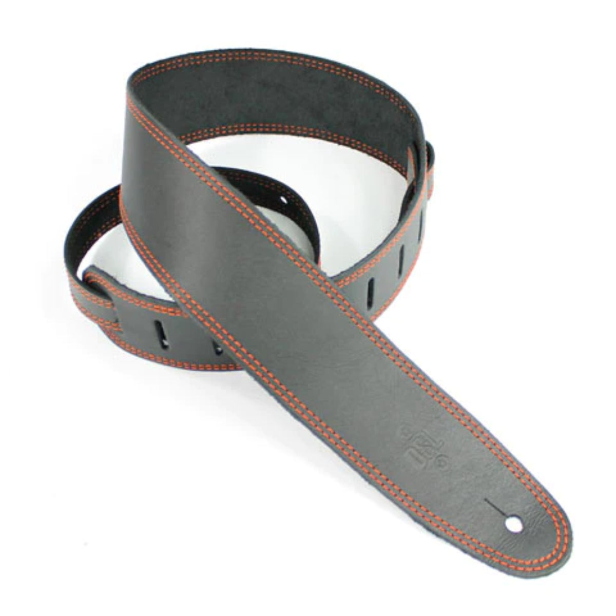 SGE25-15-5 2.5" Leather Strap, Black With Orange Stitching