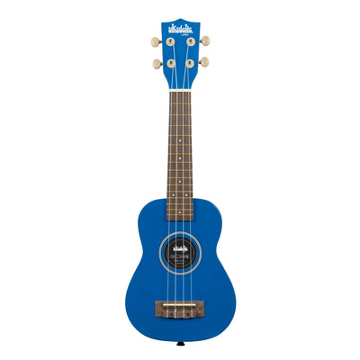 Ukadelic Soprano Ukulele With Aquila Strings & Case, Blue Ink Royal Blue