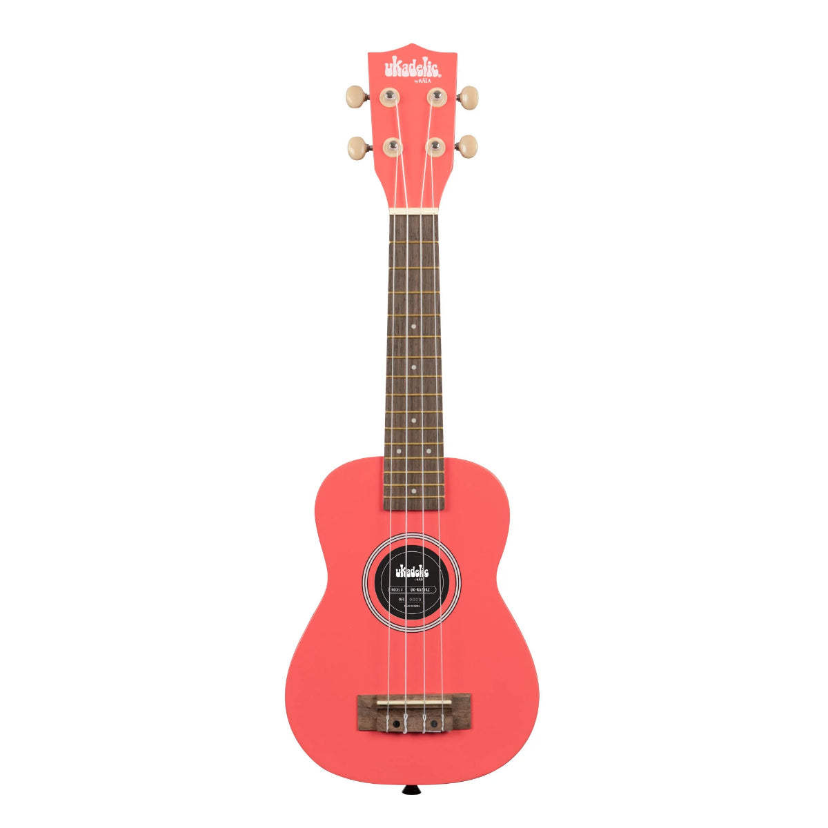 Ukadelic Soprano Ukulele With Aquila Strings & Case, Razzle Dazzle Coral Red