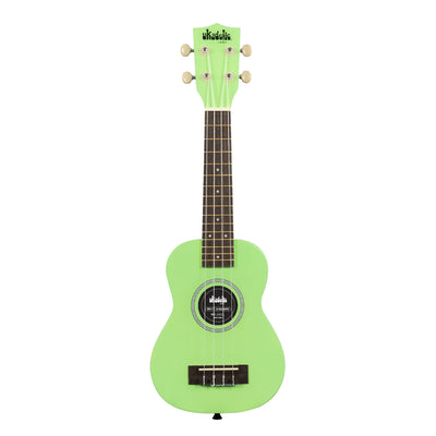 Ukadelic Soprano Ukulele With Aquila Strings & Case, Grasshopper Green