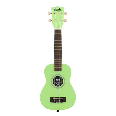 Ukadelic Soprano Ukulele With Aquila Strings & Case, Grasshopper Green