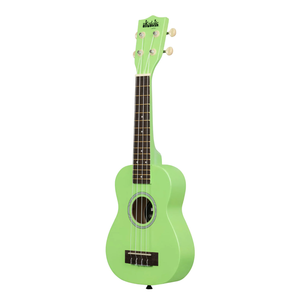 Ukadelic Soprano Ukulele With Aquila Strings & Case, Grasshopper Green