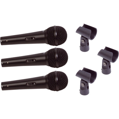 3-Microphone Kit With Mic Clamps and Case