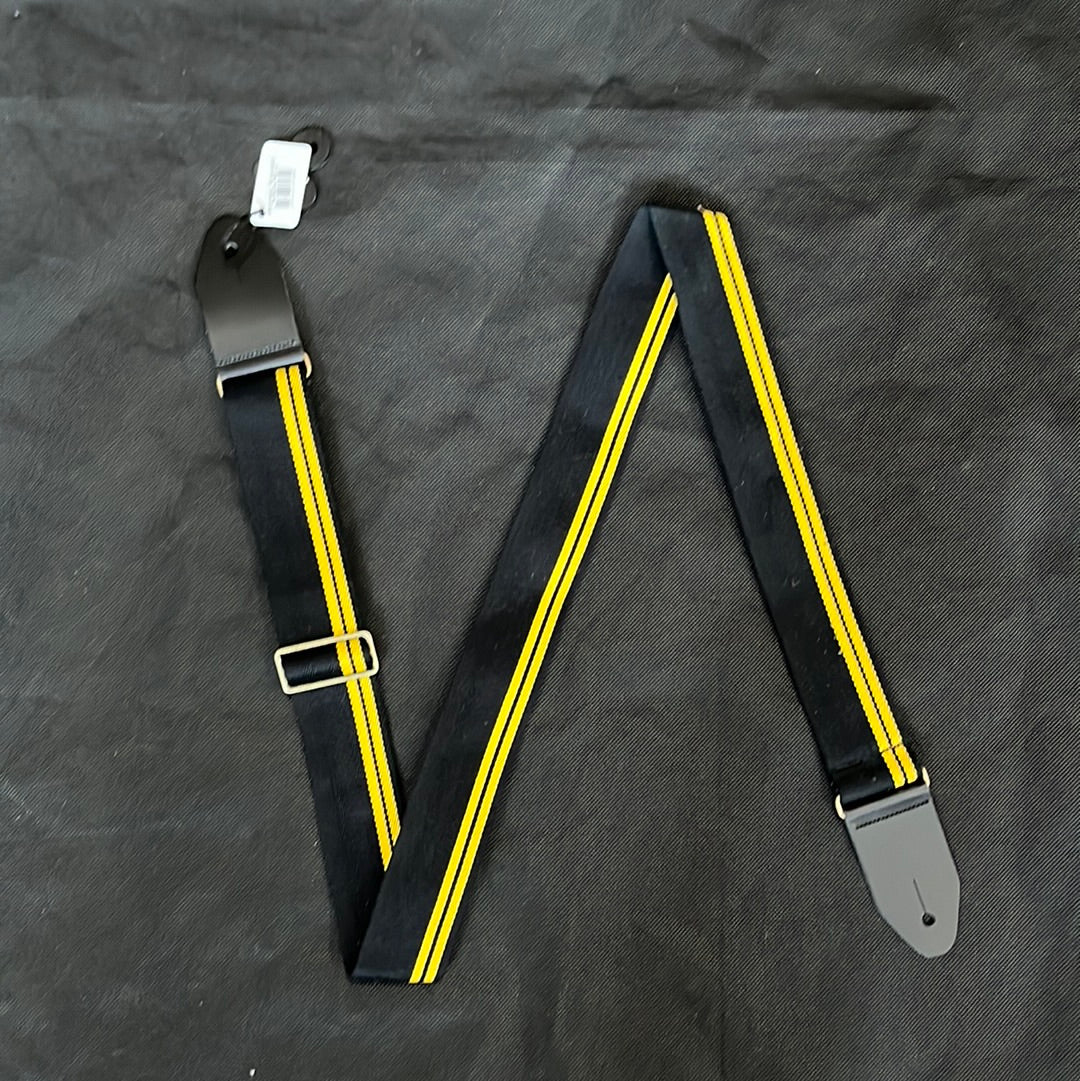 Adjustable Racing Strap, Cotton, Black With Yellow Stripes