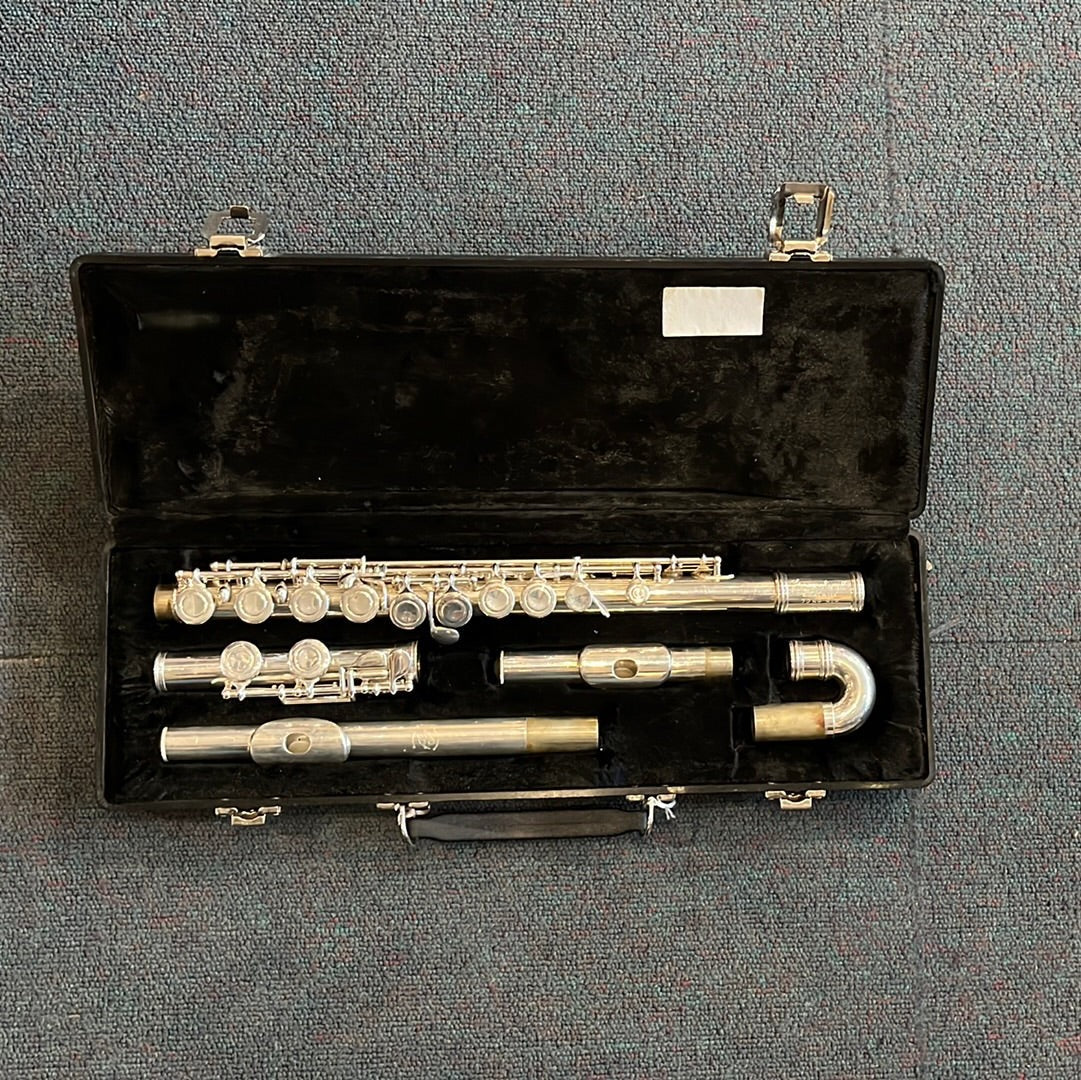 72SP S/E Straight & Curved Head Silver Plated Flute, Used - BB38