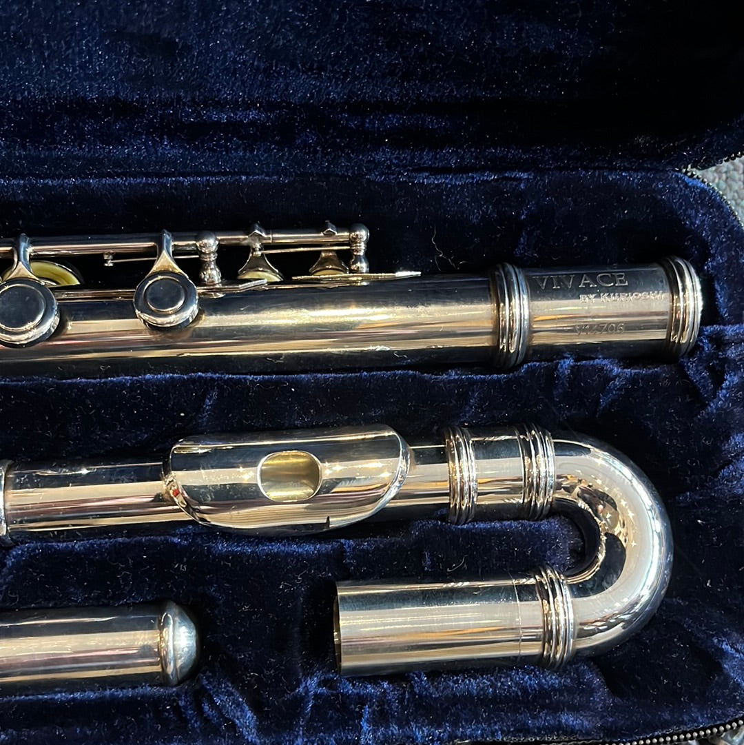 Straight & Curved Head Silver plated Flute, Used - BB81A