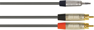 3.5mm Stereo Plug to 2x 6.35 Mono Plugs Cable, 3M