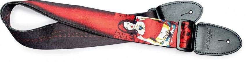 STE PINUP RED Terylene Guitar Strap, Pinup, Red